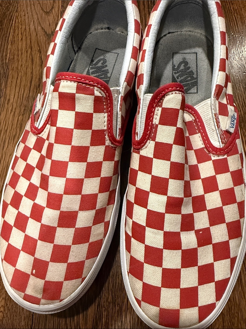 Vans Checkerboard Slip-On in Red & Cream Canvas - Picture 4 of 4